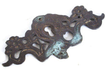 UpperDutch:,Keyhole frame Escutcheon, Antique Brass Key hole cover, plate, floral. Victorian, art nouveau furniture hardware. Jugendstil