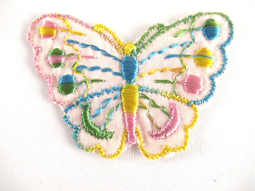 UpperDutch:Applique,Small Vintage butterfly applique, 1930s vintage embroidered applique. Vintage patch, sewing supply.