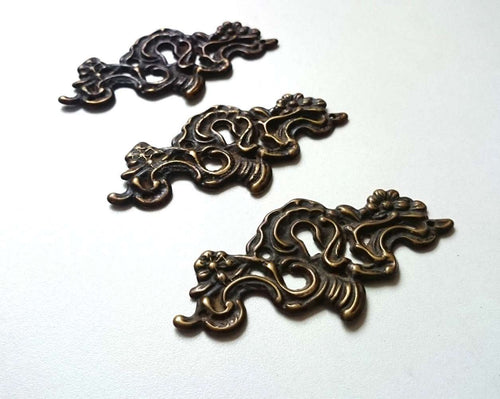 UpperDutch:Hooks and Hardware,1 Antique Solid Brass Keyhole frame, Antique Ornate Flower Key Hole Frame.