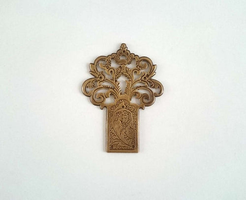 UpperDutch:Hooks and Hardware,Heavy solid brass tree / flower / floral ornament / escutcheon