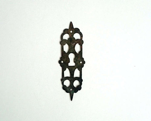UpperDutch:Hooks and Hardware,Authentic antique Keyhole cover, Escutcheon, key hole plate with a beautiful patina.