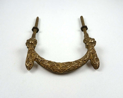 UpperDutch:Hooks and Hardware,Antique Solid brass Ornate Floral Ormolu Drawer Handle / Drawer Drop Pull with flowers