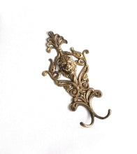 UpperDutch:Hooks and Hardware,Coat Hook, Vintage Antique Old Brass Wall Hook Lion Head Coat Hook, Victorian style.