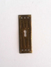 UpperDutch:Hooks and Hardware,Authentic Shabby antique Art Deco Keyhole cover, Stamped Escutcheon, keyhole plate.