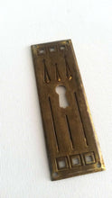 UpperDutch:Hooks and Hardware,Authentic Shabby antique Art Deco Keyhole cover, Stamped Escutcheon, keyhole plate.