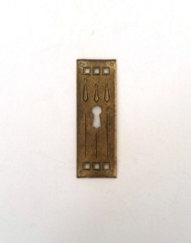 UpperDutch:Hooks and Hardware,Authentic Shabby antique Art Deco Keyhole cover, Stamped Escutcheon, keyhole plate.