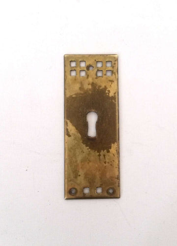 UpperDutch:Hooks and Hardware,Authentic Shabby antique Art Deco Keyhole cover, Stamped Escutcheon, keyhole plate.