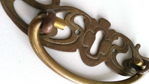 UpperDutch:Hooks and Hardware,1 (one) Antique Solid Brass Drawer Pull, Drop pull, Drawer Handle