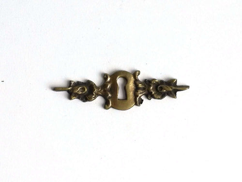 UpperDutch:Hooks and Hardware,Antique Solid Brass Keyhole cover, escutcheon, vintage key hole frame.