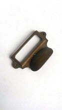 UpperDutch:Hooks and Hardware,Heavy Antique Solid Brass Label Holder Drawer Handle / Label Plate Drawer Pull