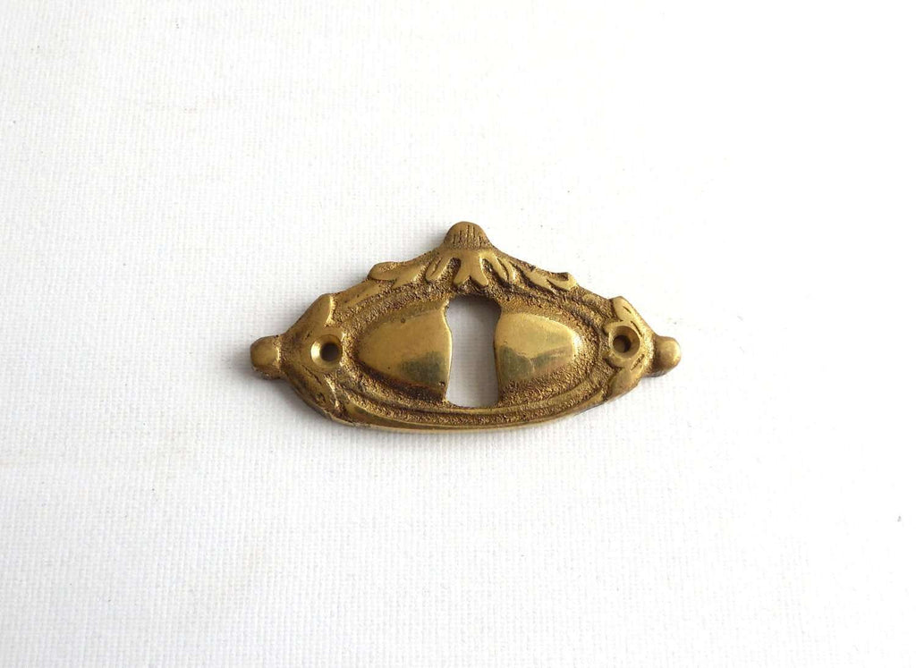 1 (ONE) Antique Solid Brass Keyhole plate, cover, escutcheon, keyhole ...