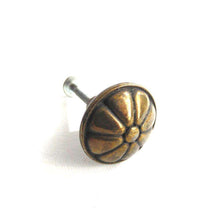 UpperDutch:Hooks and Hardware,Drawer knob, flower shaped cabinet pull / floral drawer pull. Metal cabinet hardware.