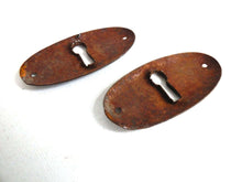 UpperDutch:Hooks and Hardware,Keyhole covers. Set of 2 Black shabby keyhole covers, Rustic, shabby key hole frame, Vintage metal Escutcheon / plate