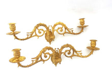 UpperDutch:Candelabras,Piano Sconses, Pair Antique Gilded Brass French Candle holders, Victorian Candle wall sconce.