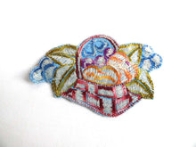 UpperDutch:Sewing Supplies,Applique, Fruit, fruit basket applique, 1930s vintage embroidered applique. Vintage patch, sewing supply.