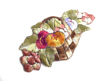 UpperDutch:Sewing Supplies,Fruit basket applique, 1930s vintage embroidered applique. Vintage patch, sewing supply.
