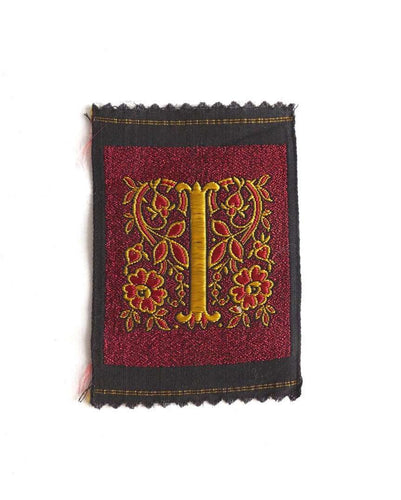 UpperDutch:Sewing Supplies,Monogram I Applique  1930s Vintage Embroidered 'Letter I' applique. Alphabet Patch / Monogram application, antique letter.
