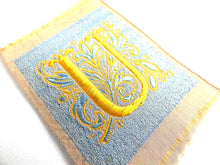 UpperDutch:Sewing Supplies,Monogram U Applique, 1930s Vintage Embroidered 'Letter U' applique. Alphabet Patch / Monogram application, antique letter.