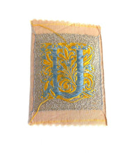 UpperDutch:Sewing Supplies,Monogram U Applique, 1930s Vintage Embroidered 'Letter U' applique. Alphabet Patch / Monogram application, antique letter.