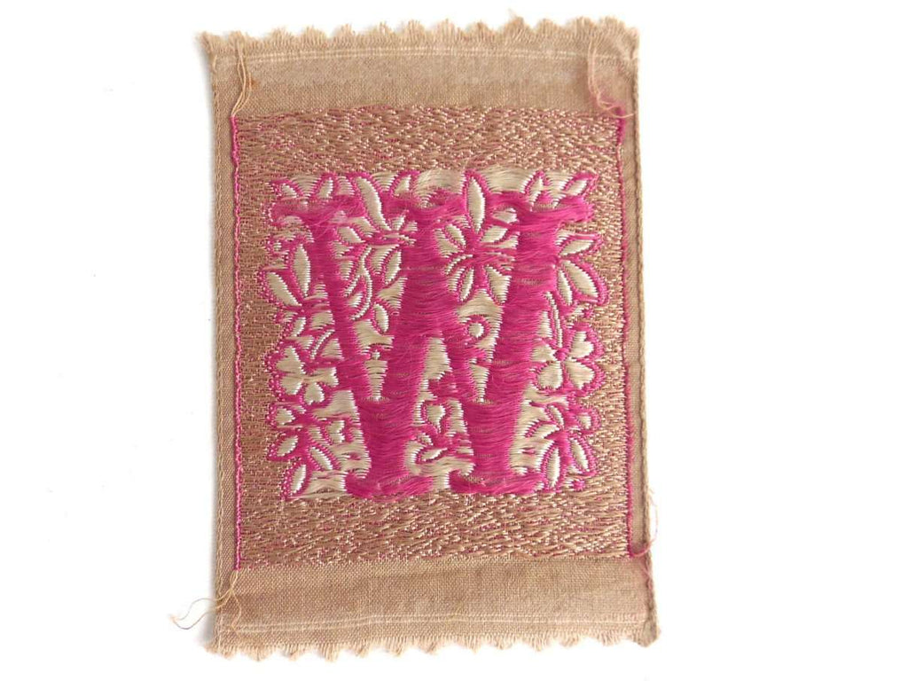 Letter W, Monogram Applique, 1930s Vintage Embroidered 'Letter W' appl ...