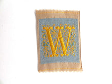 UpperDutch:Sewing Supplies,Letter W, Monogram Applique, 1930s Vintage Embroidered 'Letter W' applique. Alphabet Patch / Monogram application, antique letter