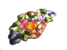 UpperDutch:Sewing Supplies,Fruit basket applique, 1930s vintage embroidered applique. Vintage patch, sewing supply.