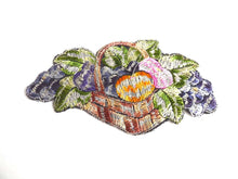 UpperDutch:Sewing Supplies,Fruit basket applique, 1930s vintage embroidered applique. Vintage patch, sewing supply.