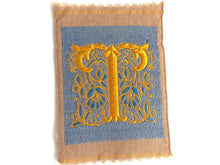 UpperDutch:Sewing Supplies,Letter T, Monogram Applique, 1930s Vintage Embroidered 'Letter T' applique. Alphabet Patch / Monogram application, antique letter