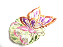 UpperDutch:Sewing Supplies,Applique, butterfly applique, 1930s vintage embroidered applique. Vintage floral patch, sewing supply.
