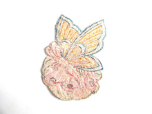UpperDutch:Sewing Supplies,Applique, butterfly applique, 1930s vintage embroidered applique. Vintage floral patch, sewing supply.