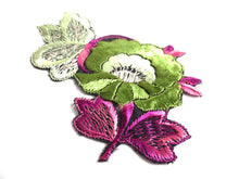 UpperDutch:Sewing Supplies,Applique, butterfly on flower applique, 1930s vintage embroidered applique. Vintage floral patch, sewing supply.