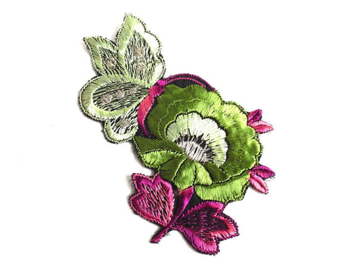UpperDutch:Sewing Supplies,Applique, butterfly on flower applique, 1930s vintage embroidered applique. Vintage floral patch, sewing supply.