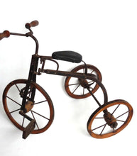 UpperDutch:Home and Decor,Tricycle, Metal & Wooden Toy Tricycle, Antique Doll Replica Decor Accessory, children's room decoration.