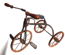 UpperDutch:Home and Decor,Tricycle, Metal & Wooden Toy Tricycle, Antique Doll Replica Decor Accessory, children's room decoration.