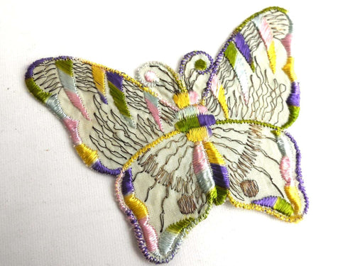 UpperDutch:Sewing Supplies,Applique, 1930s vintage embroidered butterfly applique. Vintage patch, sewing supply. Applique, Crazy quilt