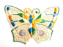 UpperDutch:Sewing Supplies,Butterfly applique, 1930s vintage embroidered applique. Vintage patch, sewing supply. Applique, Crazy quilt