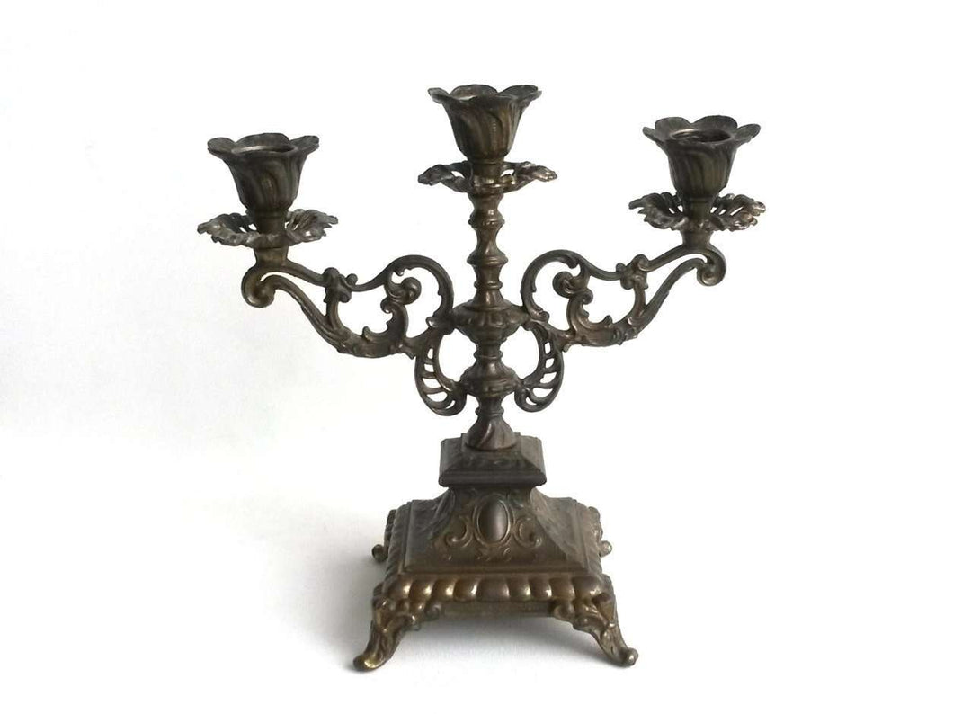 UpperDutch:Candelabras,Candle holder. Antique 3-arm Candle Holder. French home decor.