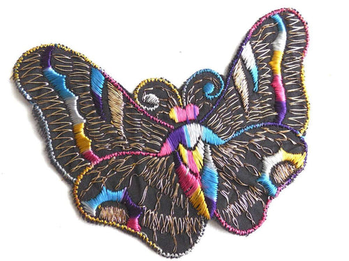UpperDutch:Sewing Supplies,Butterfly applique, 1930s vintage embroidered applique. Vintage patch, sewing supply. Applique, Crazy quilt.