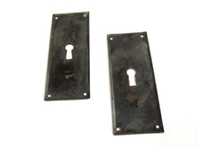 UpperDutch:Hooks and Hardware,Set of 2 Rusty antique keyhole covers, stamped escutcheon with authentic patina, with loads of character for your furniture.