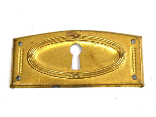 UpperDutch:Hooks and Hardware,Authentic Art Deco Keyhole cover, Stamped Escutcheon, keyhole plate.