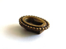 UpperDutch:Hooks and Hardware,1 Vintage small oval keyhole cover. Cast brass escutcheon for jewelry making, furniture decoration. Distressed hardware.