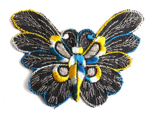 UpperDutch:Sewing Supplies,Applique. Butterfly applique, 1930s vintage embroidered applique. Vintage patch, sewing supply. Applique, Crazy quilt.