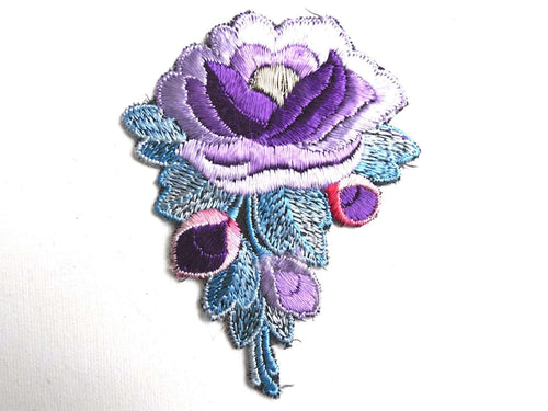 UpperDutch:Sewing Supplies,Flower patch, 1930s vintage embroidered applique. Vintage purple - blue floral patch, sewing supply.
