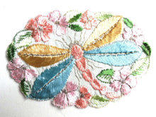 UpperDutch:Sewing Supplies,Applique, 1930s vintage embroidered dragonfly applique. Vintage patch, sewing supply. Applique, Crazy quilt
