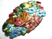 UpperDutch:Sewing Supplies,Fruit patch, Fruit basket applique, 1930s vintage embroidered applique. Vintage patch, sewing supply.