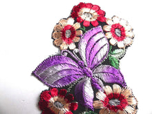 UpperDutch:Sewing Supplies,Applique, butterfly patch, 1930s vintage embroidered applique. Vintage floral patch, sewing supply.