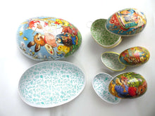 UpperDutch:Home and Decor,Easter Eggs - Set of 4 German Easter Paper Mache Eggs (largest 9 inch!) - Vintage Candy Containers