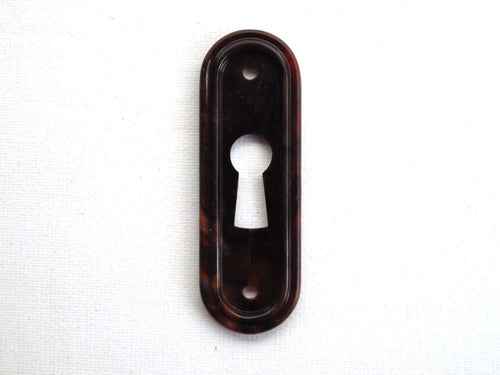 UpperDutch:Hooks and Hardware,1 Vintage Keyhole cover plastic rounded escutcheon key hole frame / plate. marbled brown
