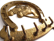 UpperDutch:Home and Decor,Key rack, brass Key Rack With a Horse, Horse Shoe, Equestrian rack. Horses, small hooks, key storage, horse decoration.