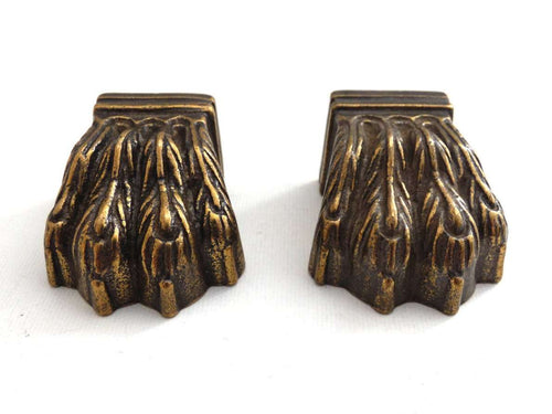 UpperDutch:Hooks and Hardware,Set 2 pcs Brass Lion Paws, Solid Brass Claws / Feet, Cabinet Hardware, Foot